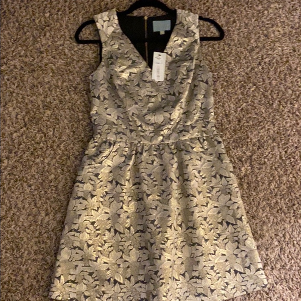 Skies are blue gold dress